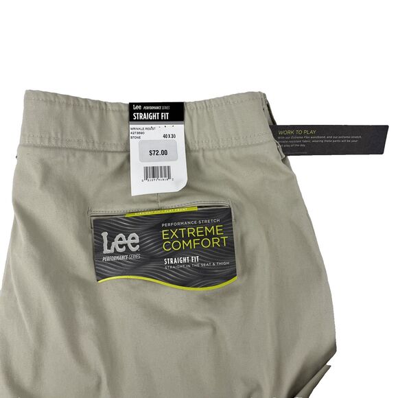 Lee Extreme Comfort Pants Mens 40x30 Light Khaki Stretch Chino Flat Front NWT - Picture 2 of 9